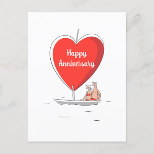 Happy Wedding Anniversary Sailboat Red Heart Card