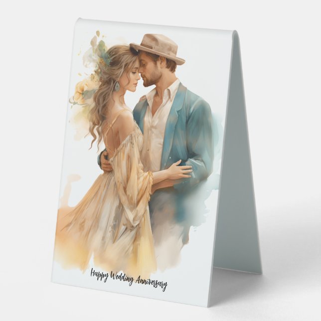 Happy Wedding Anniversary Table Tent Sign (Front)