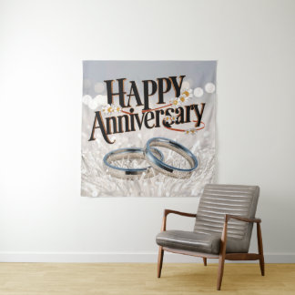 Happy Wedding Anniversary Tapestry