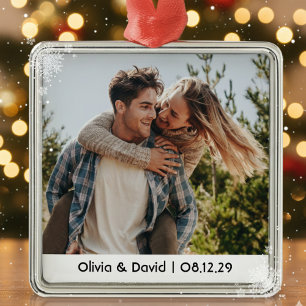 Happy Wedding Couple Photo Metal Tree Decoration