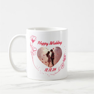 Happy Wedding couple photo personalised coffee mug