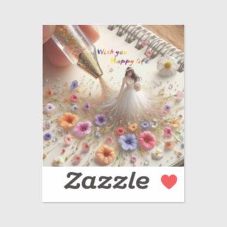 Happy Wedding Cut Vinyl Sticker