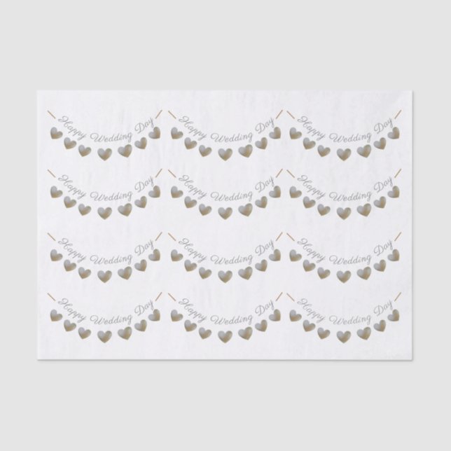Happy Wedding Day pearl heart bunting tissue paper (Front)