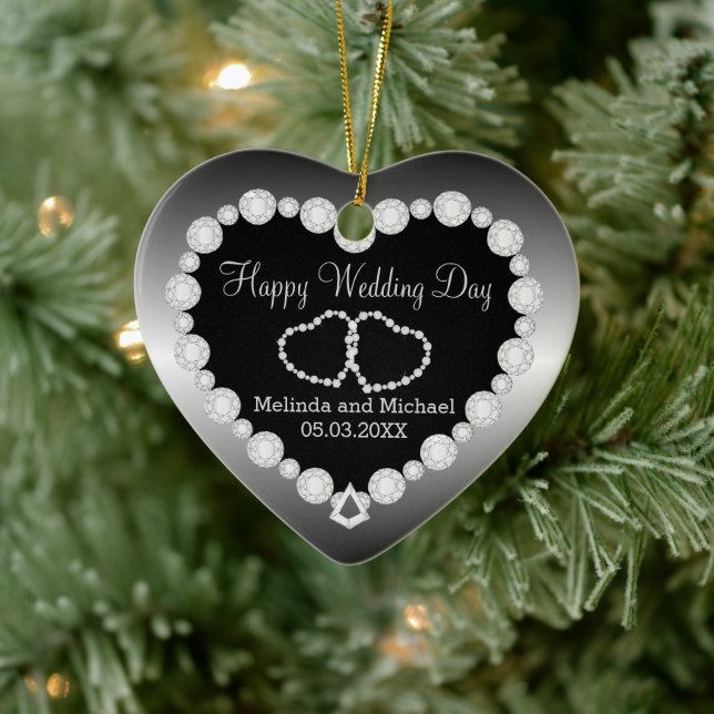 Happy Wedding Day | Silver | DIY Text  Ceramic Tree Decoration (Tree)