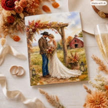 Happy Wedding Day Western Barn Autumn Greeting
