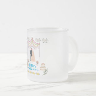 Happy wedding frosted glass coffee mug