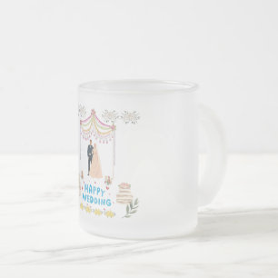 Happy Wedding Frosted Glass Coffee Mug – Romantic 
