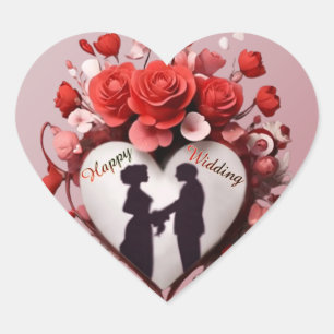 Happy Wedding Heart Stickers