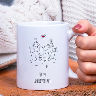 Happy Wedding Hiking Anniversary Red Heart Coffee Mug