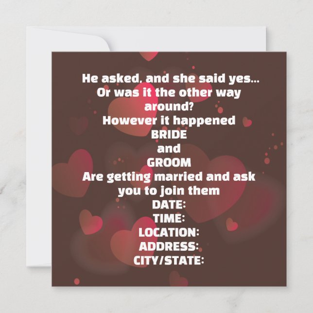 Happy Wedding Invitation Wording (Front)