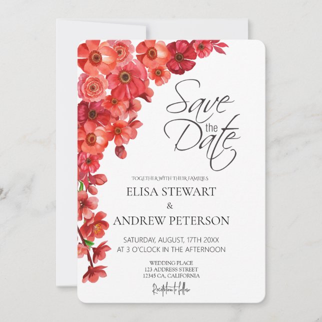 Happy Wedding Romantic Floral Wedding Invitation (Front)