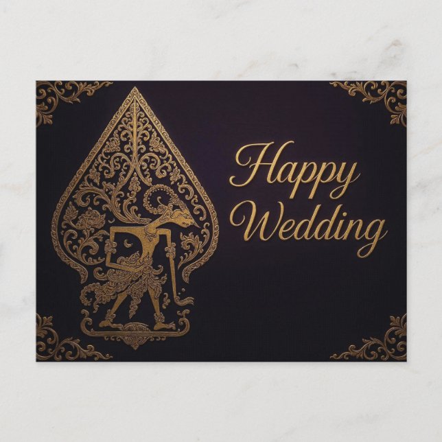 Happy Wedding Wayang Gunungan Cards  (Front)