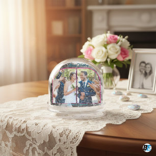 Happy Wedding With Wedding Photo Classic Snowglobe