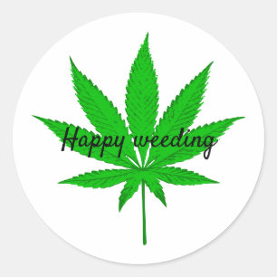 Happy weeding Wedding pun Classic Round Sticker