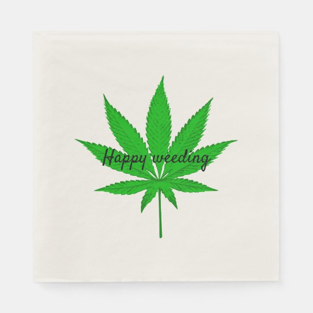 Happy Weeding Wedding Pun Napkin (Front)