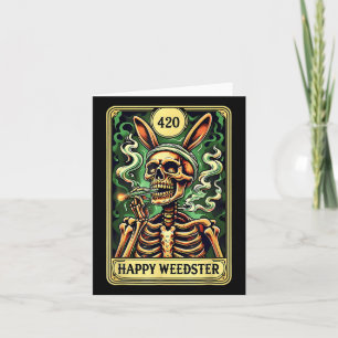 Happy Weedster Easter Skeleton Smoking Weed Tarot  Card