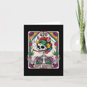 Happy Weedster Easter Skeleton Smoking Weed Tarot  Card