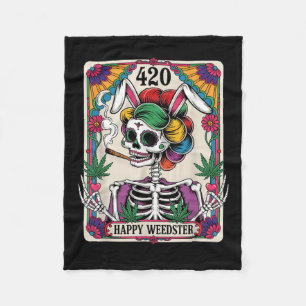 Happy Weedster Easter Skeleton Smoking Weed Tarot Fleece Blanket