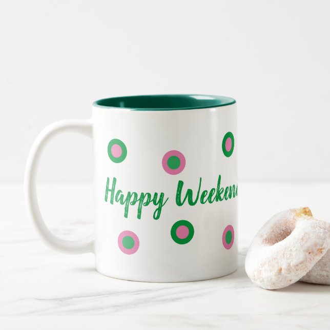 Happy Weekend Two-Tone Coffee Mug (With Donut)