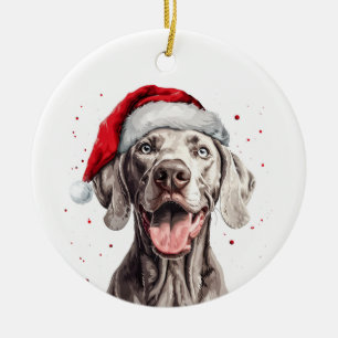 Happy Weimaraner Dog Christmas Personalized Ceramic Tree Decoration