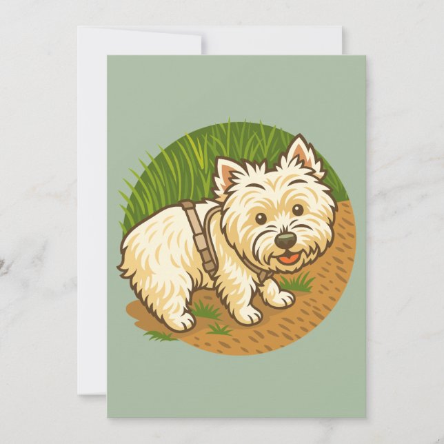 Happy Westie on Nature Trail Invitation (Front)