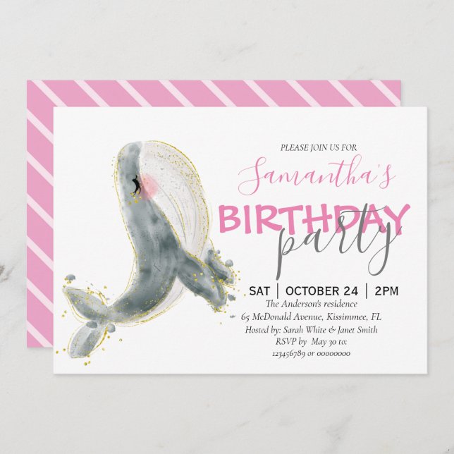 Happy Whale BIRTHDAY Announcement (Front/Back)