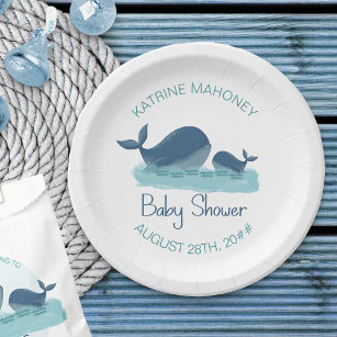 Happy Whale Cute Baby Shower Paper Plate