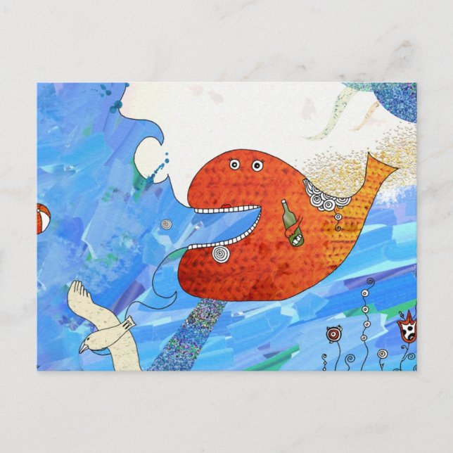 Happy whale Postcard by Krize (Front)