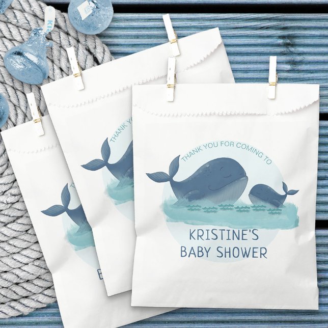 Happy Whales Ocean Themed Baby Shower Favour Bags (Ocean themed favor bags - Happy Whales Baby Shower Collection)