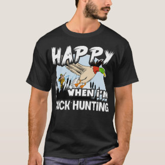 Happy When Duck Hunting animal bulldog  T-Shirt