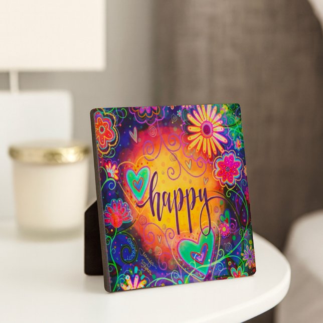 Happy Whimsical Floral Cheerful Inspirivity Plaque (Creator Uploaded)