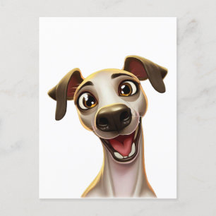 Happy Whippet Cartoon style Postcard