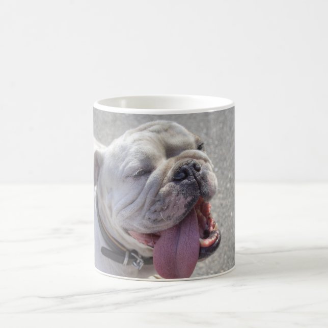 Happy White Bulldog Coffee Mug (Center)