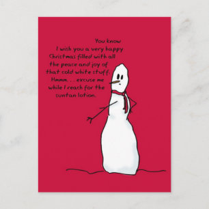 Happy White Christmas from Sarcastic Snowman Holiday Postcard