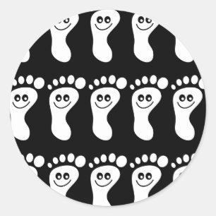 Happy White Feet Classic Round Sticker