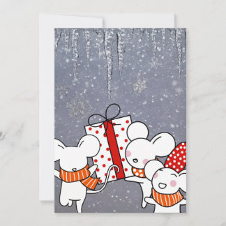 Happy white mice invitation
