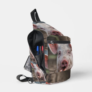 Happy White Pig Tongue Poke, Sling Bag