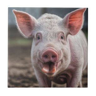 Happy White Pig Tongue Poke, Tile