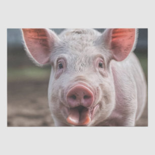 Happy White Pig Tongue Poke,  Tissue Paper