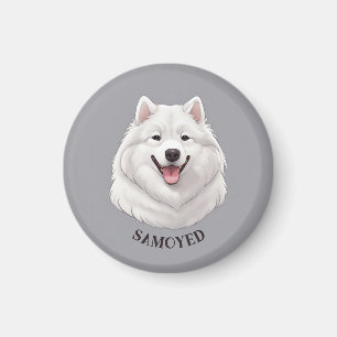 Happy White Samoyed Magnet