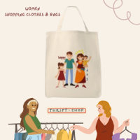 Happy Whole Family, Comic Vintage Image Tote Bag