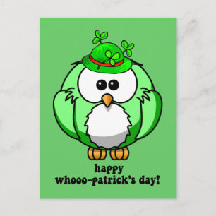 happy whooo patricks day postcard