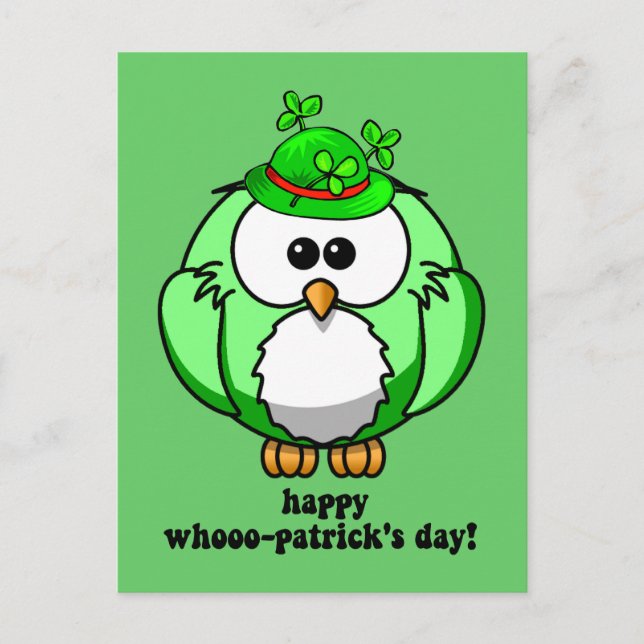 happy whooo patricks day postcard (Front)