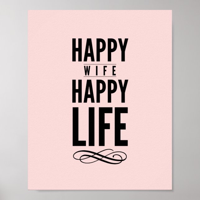 Happy Wife Cool Typography Poster in Pink (Front)