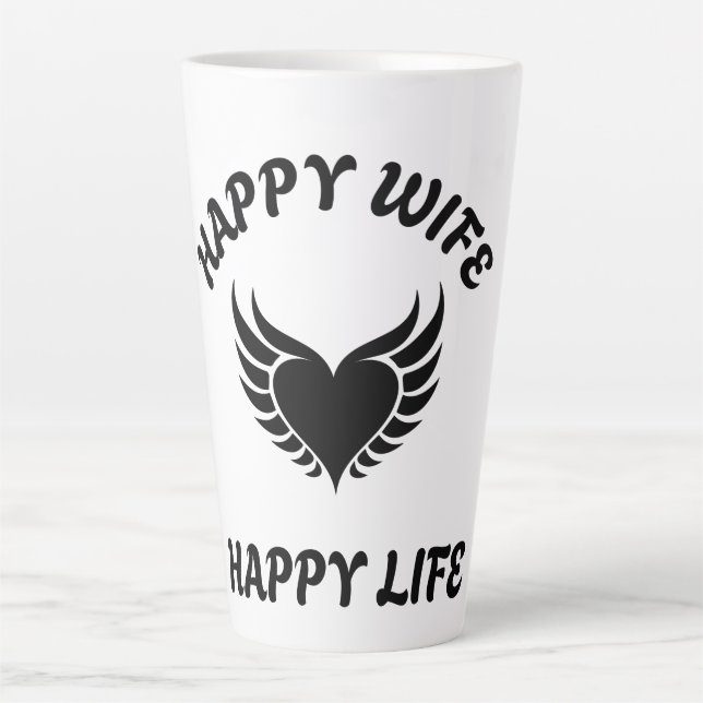 Happy Wife Happy Life Angel Wings Latte Mug (Front)