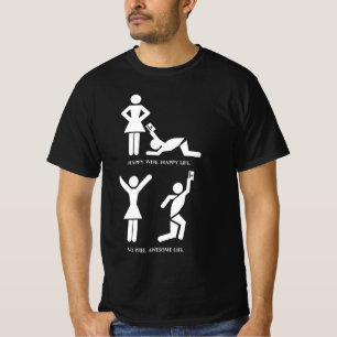 "  Happy Wife Happy Life - No Wife Awesome Life " T-Shirt