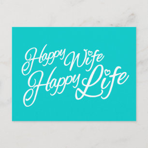 Happy wife happy life quote postcard