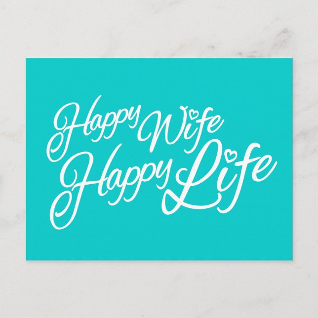 Happy wife happy life quote postcard (Front)