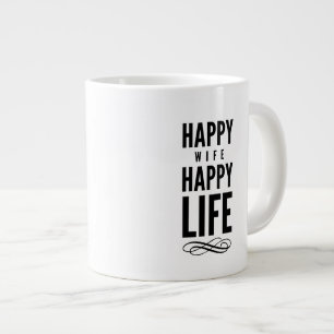 Happy Wife Wise Words Quote White Large Coffee Mug