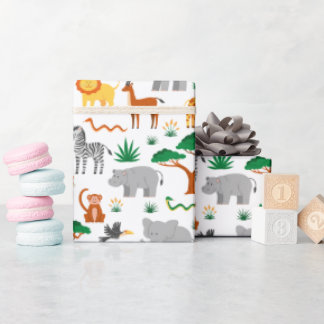 Happy wild animals in the savannah wrapping paper